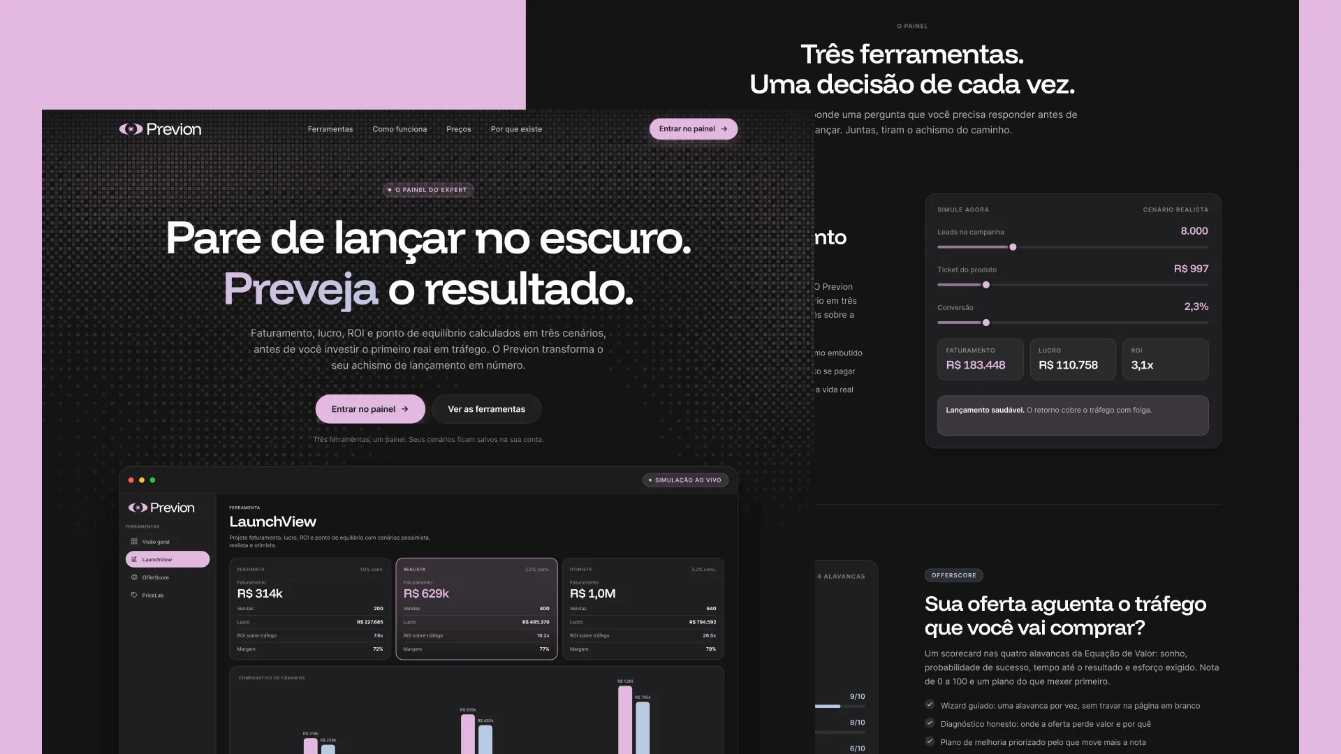 Previon: marketing site and LaunchView dashboard